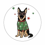 German Shepherd Dog Christmas  Round Dot Stickers Set